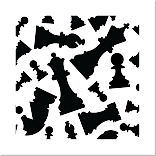 Chess Pieces Pattern (Black) Posters and Art